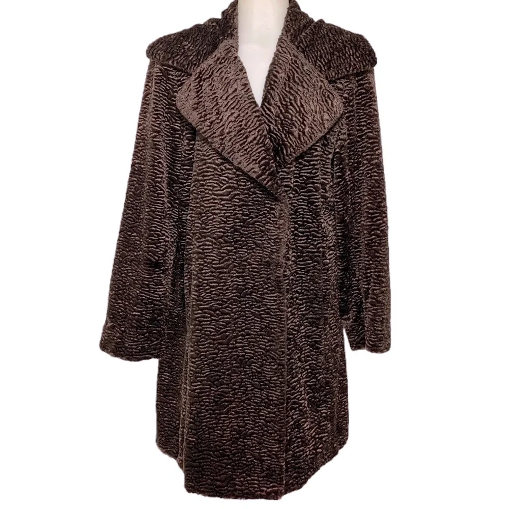 Vintage CALVIN KLEIN Coat Luxurious Crushed Velvet Victorian Retro Long M - Picture 1 of 14